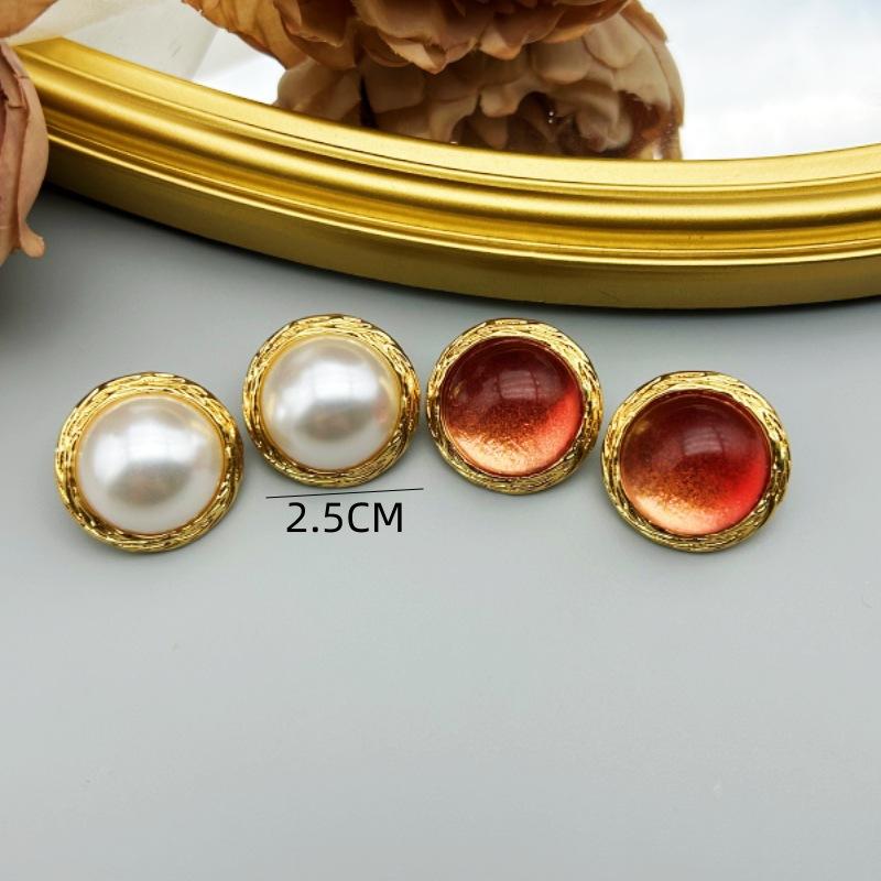 Medieval Vintage Western Style Electroplated Genuine Gold Temperament Geometric Circular Pearl 925 Silver Needle Earrings