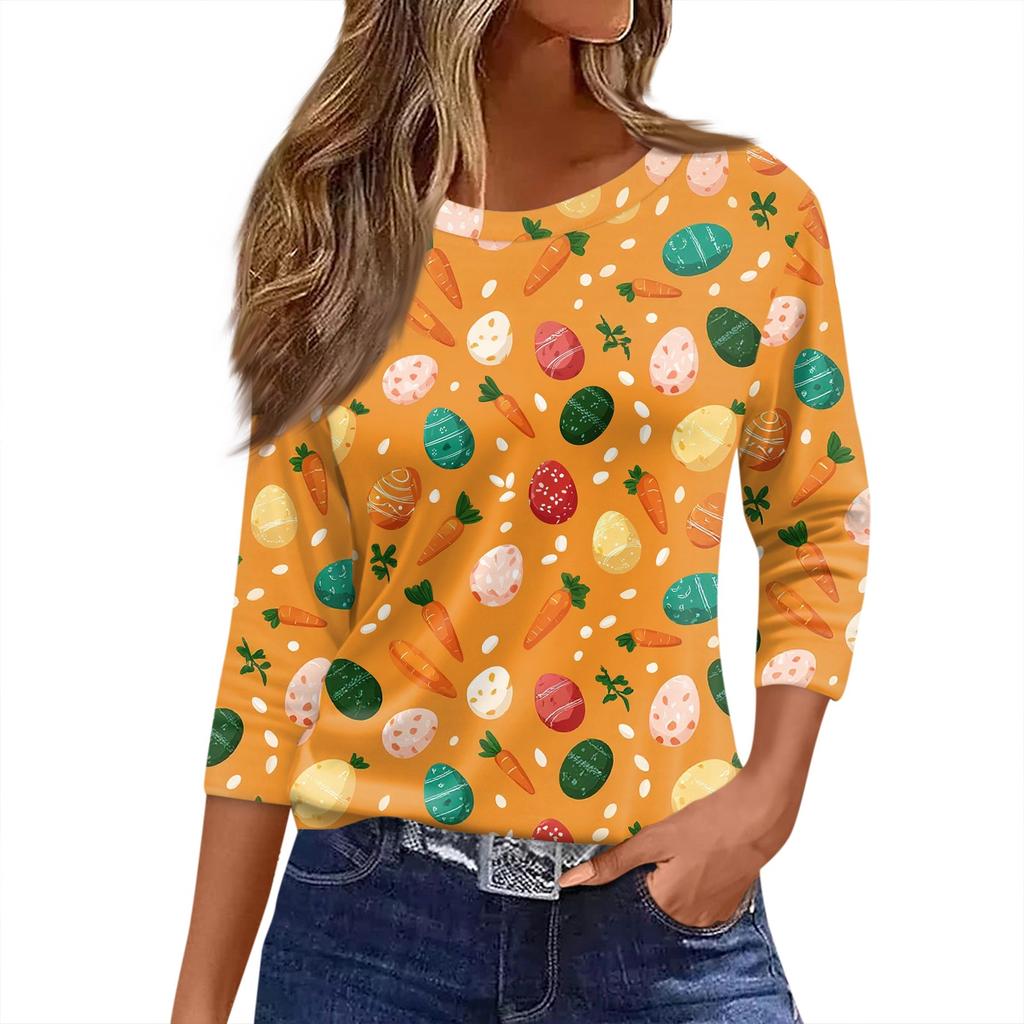 Women's T Shirt Christmas Print 3/4 Sleeve Daily Weekend Fashion Basic Round Neck Regular Top