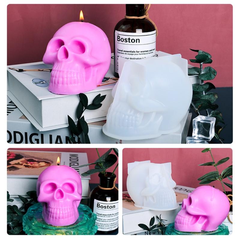 3D Skull Shape Big Size Silicone Molds for Halloween Ornament DIY Supplies Props DIY Halloween Aromatherapy Making Mold