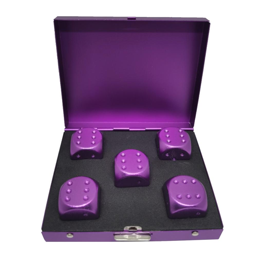 5 Pcs 6 Sided Dice Set with Box for Board Game Silver/Gold/Green/Red/Blue/Purple