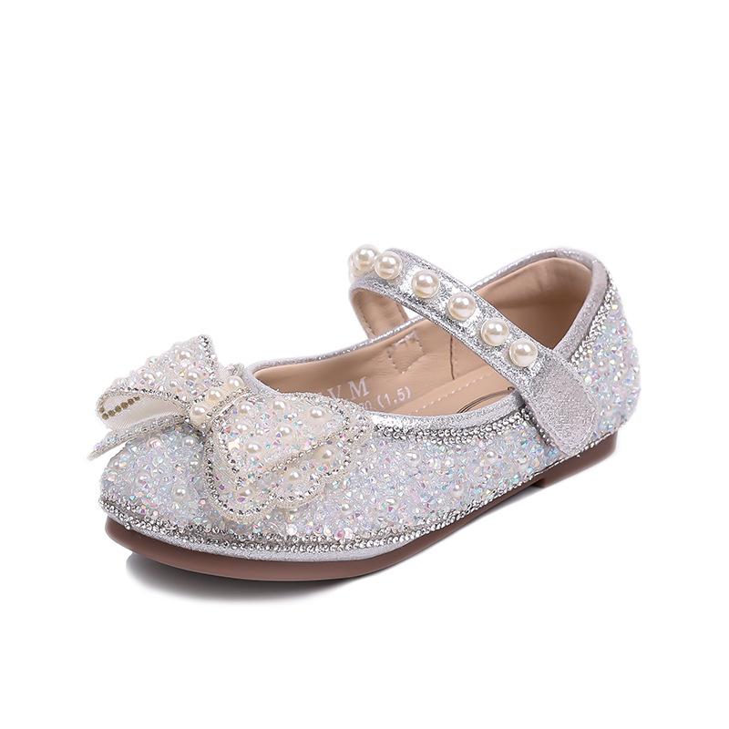 Girls Princess Shoes New Children's Single Shoes Leather Shoes Crystal Shoes Baby Dress Shoes Girls Soft Sole Spring and Autumn