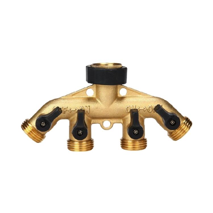 

Brass 4 Way Hose Splitter for Outdoor Watering High Flowing Support Multiple Hose Connection Simultaneously Supplies