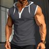 Henley Canotte da Uomo Tinta Unita Senza Maniche da Allenamento con Cappuccio Camicia Estiva con Scollo a V Abbottonata T-shirt da Ginnastica con Cappuccio Attive per Uomo T-shirt Senza Maniche in Maglia Waffle