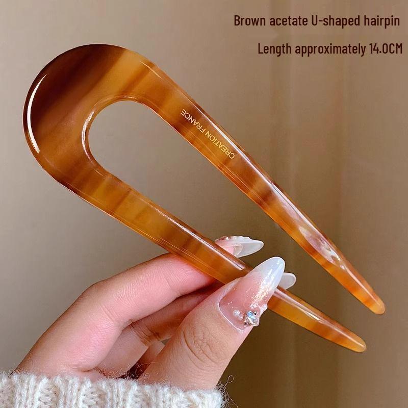 U-Shaped Fixed Hairpin with High-End Alloy Comb for Women's Updos - Ancient Style Four-Tooth Insert