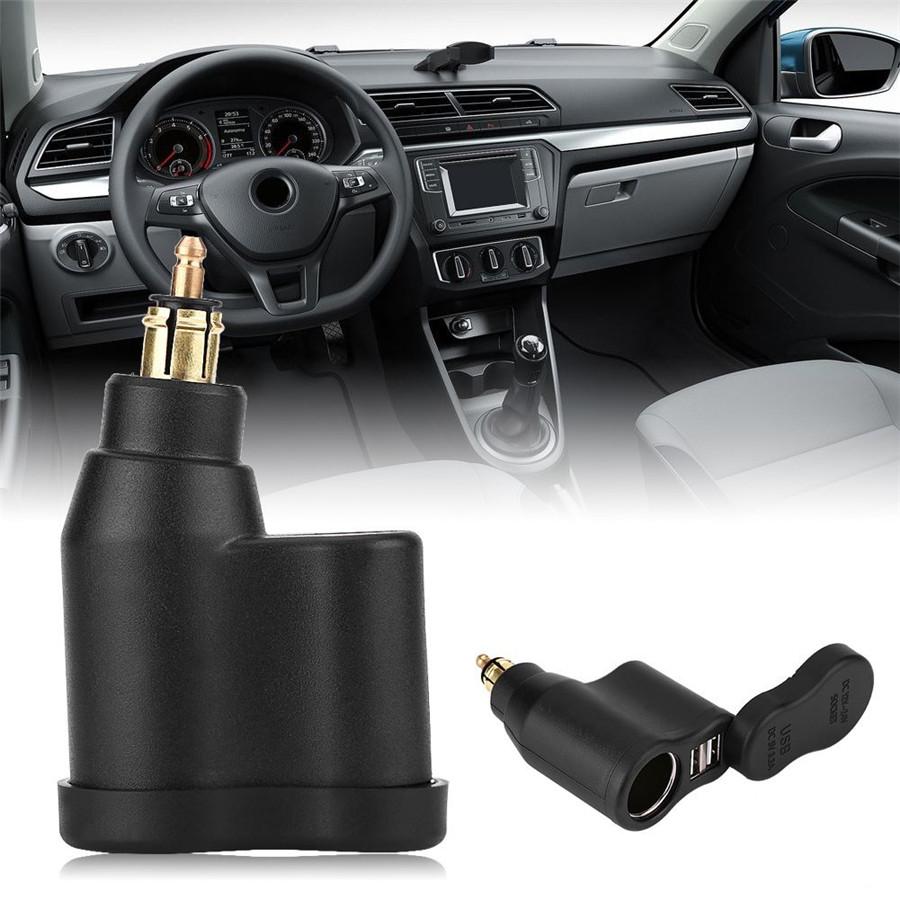 Motorcycle Dual USB Charger Adapter Cigar Lighter Socket For BMW Din Hella Plug