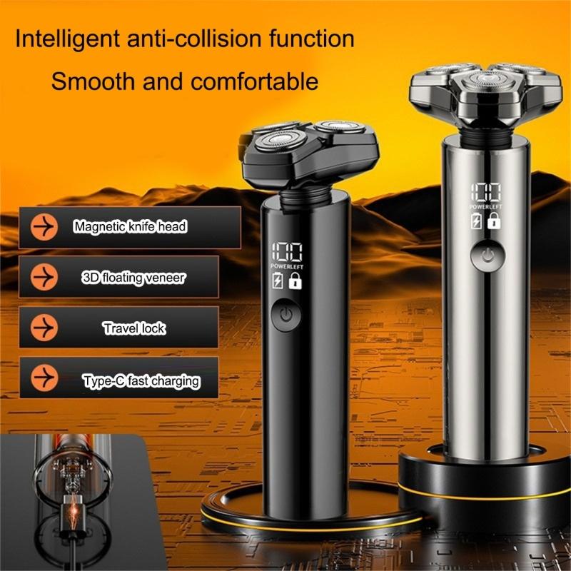 Rechargeable Rotary Shaving Machine Face Cordless Beard Trimmer Shaver Replacement Head Magnetic Electric Shaver