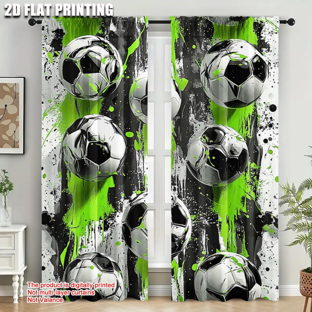 2 Stück    Bühnenvorhang Fußball Verdunkelung  Polyester Vielseitig Perfekt für Zimmer   Partys Dekoration