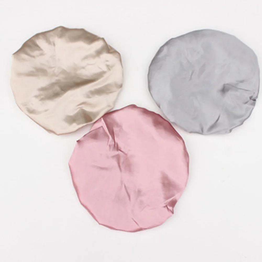 1pc Lovely Thick Women Shower Satin Hats Colorful Bath Shower Caps Hair Cover Double waterproof Bathing Cap Wholesale