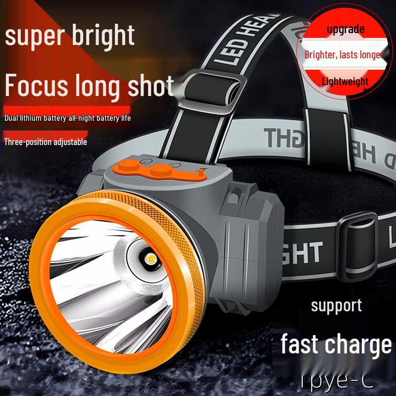 Ultra Bright LED Headlamp - Rechargeable, Long-Range, Durable Battery for Night Fishing & Mining