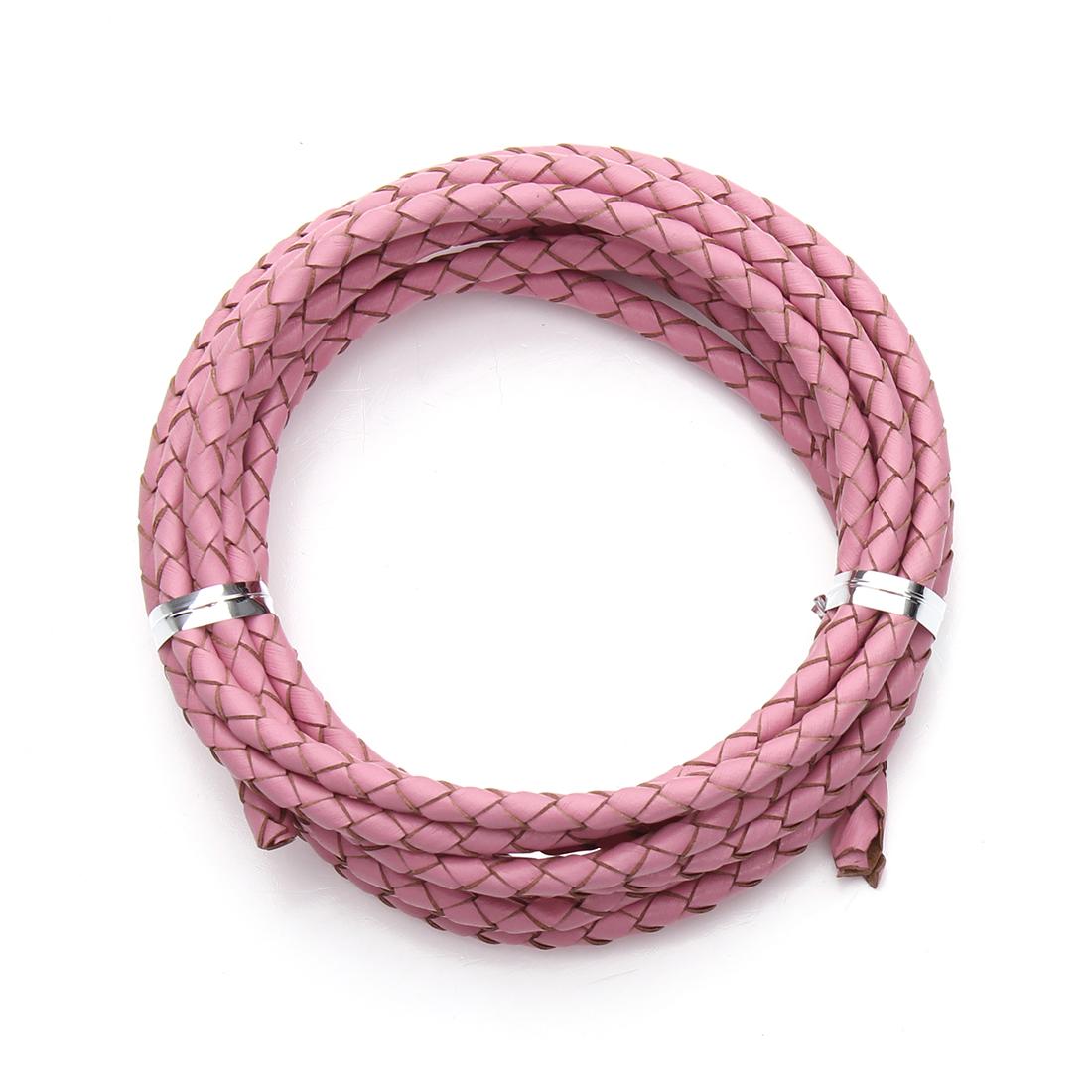 

2Yards 3/4/6mm Genuine Leather Round Rope Cord Woven Leather Rope For Jewelry Making DIY Leather Bracelet Necklace Accessories 3mm розовый