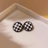 Retro Polka Dot Geometric Circle Earrings - Fashionable, High-End, European & American Style for Women
