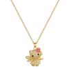 Flower Cat Drill Light Luxury Temperament Gorgeous Full Diamond Necklace Female Versatile Collarbone Chain Titanium Steel Chain