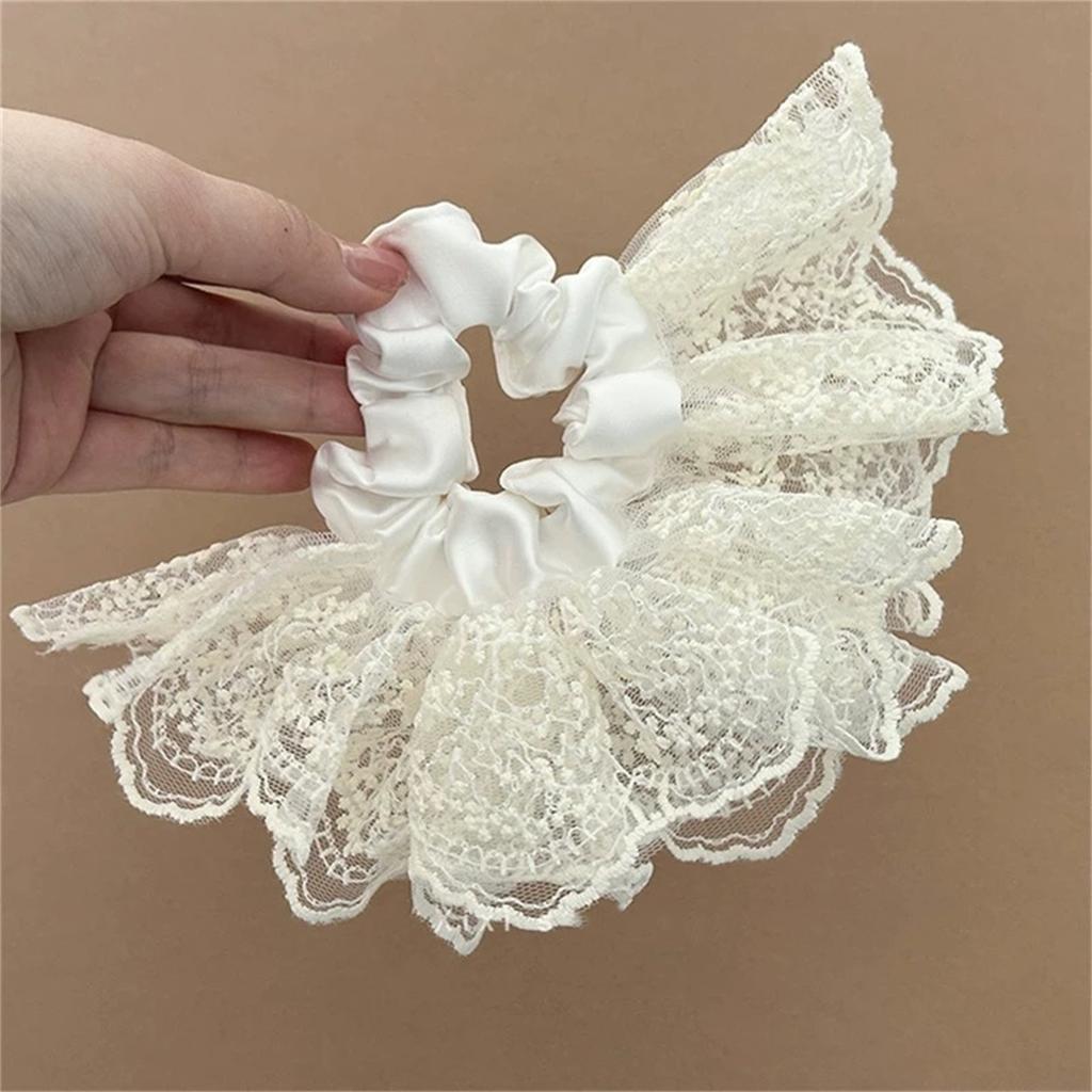 Invisible Elastic Lace Scrunchie Double Layer Ballet Skirt Hair Tie Sweet Lace Hair Bands For Casual And Prom Occasion