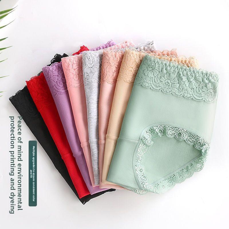 2 Pcs Women Panties Cotton Lingeries Female Breathable Cotton Underwear Comfortable Ladies Lace Girls Briefs Solid Color