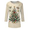 Top casual da donna con stampa natalizia e maniche a tre quarti