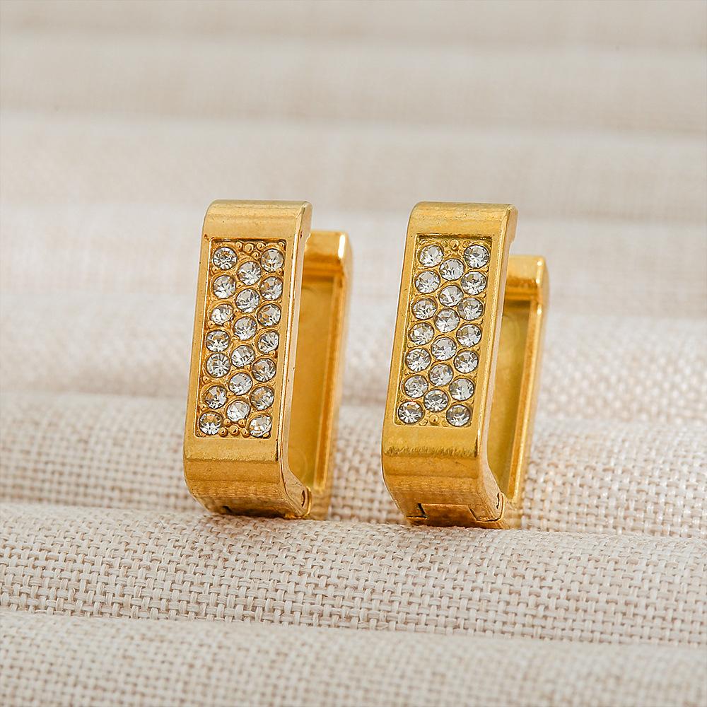 Diamond Geometric Earrings Fashion Atmospheric Design U-shaped Ear Buckles