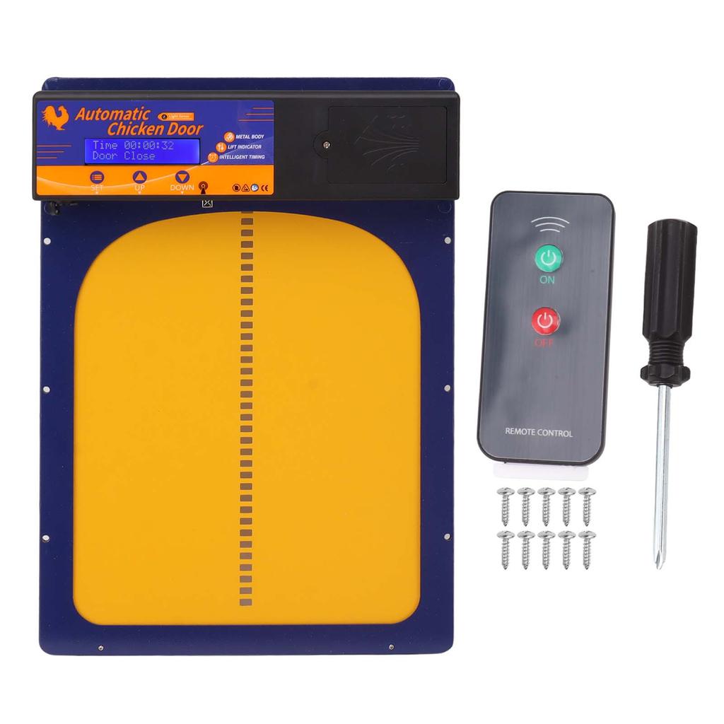 Automatický otvírač dvířek 3 v 1 s LED dálkovým ovládáním pro kuřata s krytím IP45