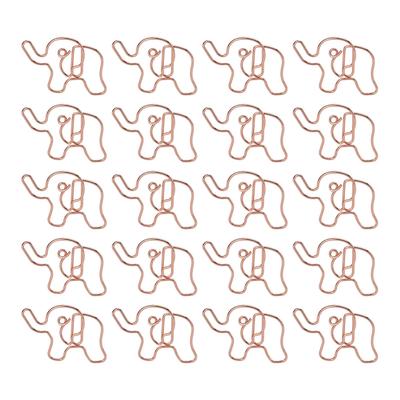20pcs Shaped Paper Clips Elephant Shapes Rose Gold Electroplating Process Iron Office Clips for Document Classification