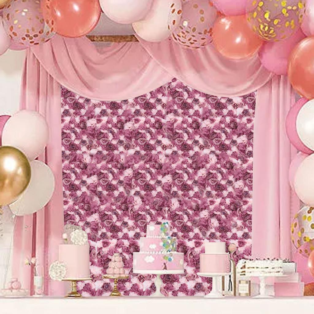 6 Pack Artificial Flower Wall Panel, Silk Rose Flower Wall Decor, 24x16 Inches, Fake Flower Backdrop for Wedding, Party, Church