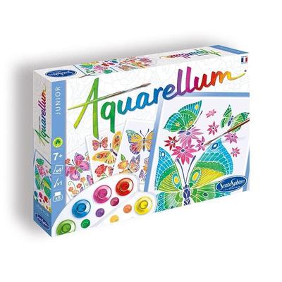 AQUARELLUM JUNIOR Aquarell-Malset, Farbkasten für Kinder und Erwachsene, hergestellt in Frankreich, authentisches japanisches Produkt - - - (Blumen Schmetterlinge)