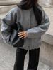 Fashion Solid Bombers Jacken Mantel Frauen Lose Outwear Mit Knopf Langarm Tops Grau Frühling Casual Weibliche Tasche Jacke Ins