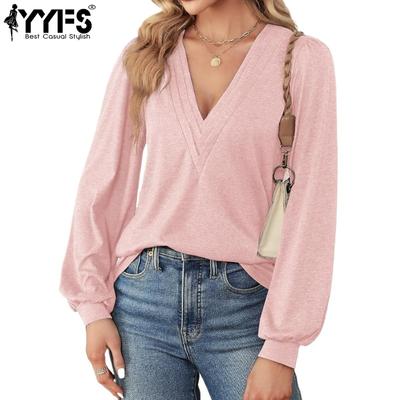 Dámska móda Ležérne Jeseň Zima Jednofarebná Potlač Dlhý Rukáv V-výstrih Pulóvre & Dlhé Rukávy