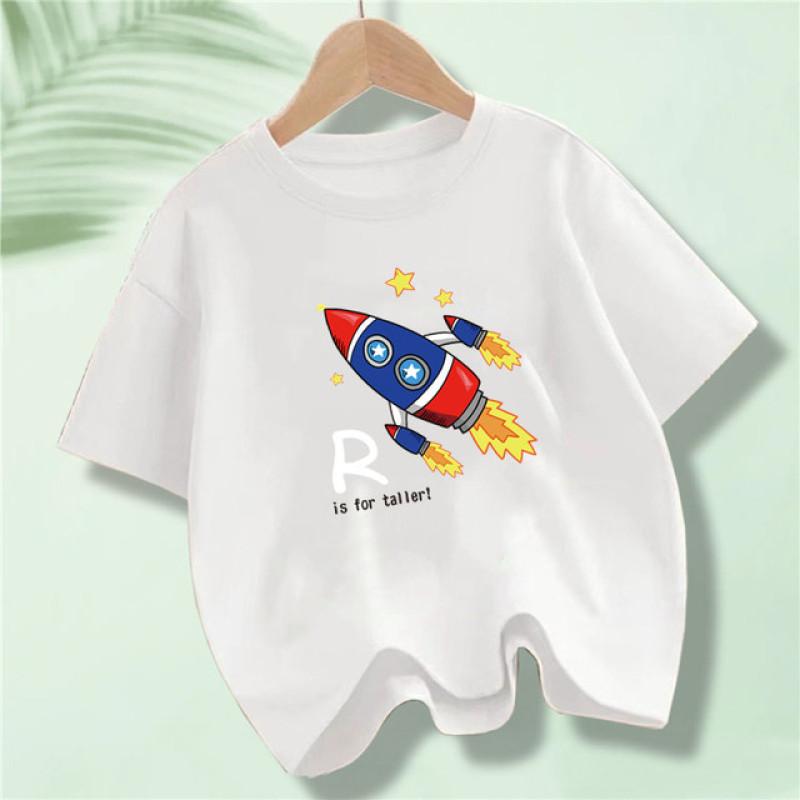 

Детская футболка с принтом космического астронавта для мальчиков от 2 до 12 лет, модные хлопковые футболки в стиле хип-хоп, повседневные хлопковые топы 6T(130cm)