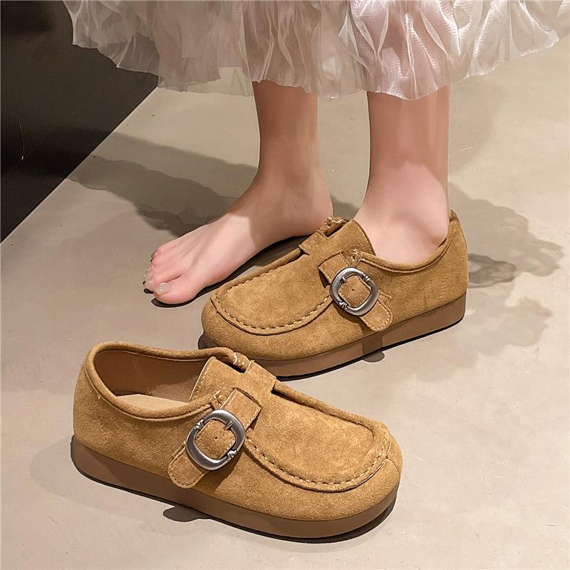 Retro suede platform Boken shoes women's autumn new soft-soled Doudou shoes French high-end casual shoes