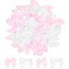 MECCANIXITY 100Pcs Mini Ribbon Bow 1" Mini Fabric Satin Ribbon Flower Bows for Craft DIY Sewing Wedding Birthday Party Pink & Blue