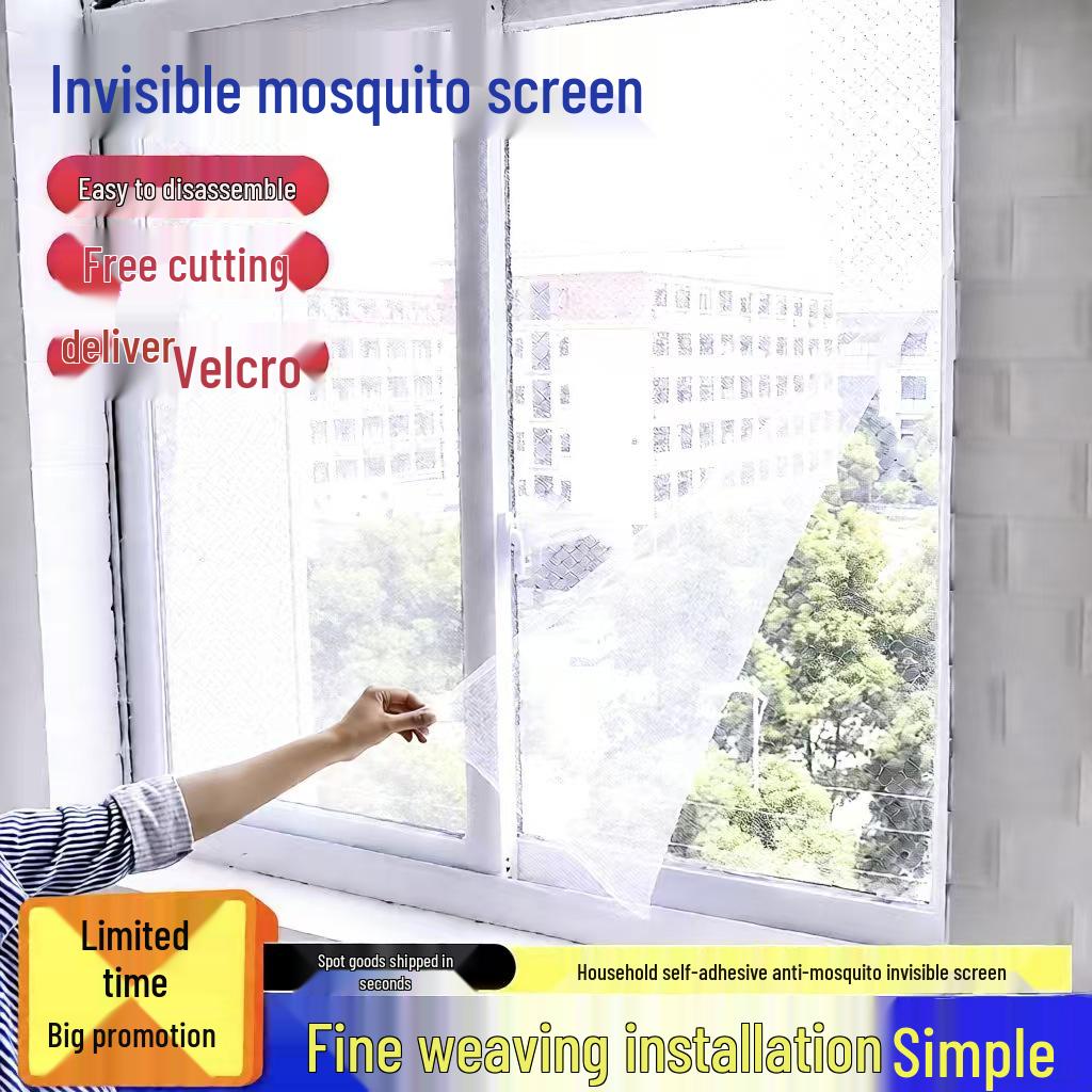 Self-Adhesive Invisible Window Screen Mesh: Anti-Mosquito, Easy-Remove, Washable Magic Tape
