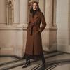 Womens Elegant Long Wool Blend Coat 2026 Fall Winter Double-Breasted Wrap Belted Trench Style Oversized Fit