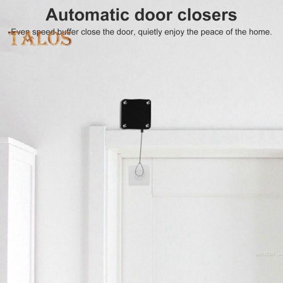 Automatic Door Closer with 1.2M Steel Wire Adjustable Punch Free Wall Mount Bedroom Bathroom Shower Curtain Sliding Screen Door Opener Closing Device