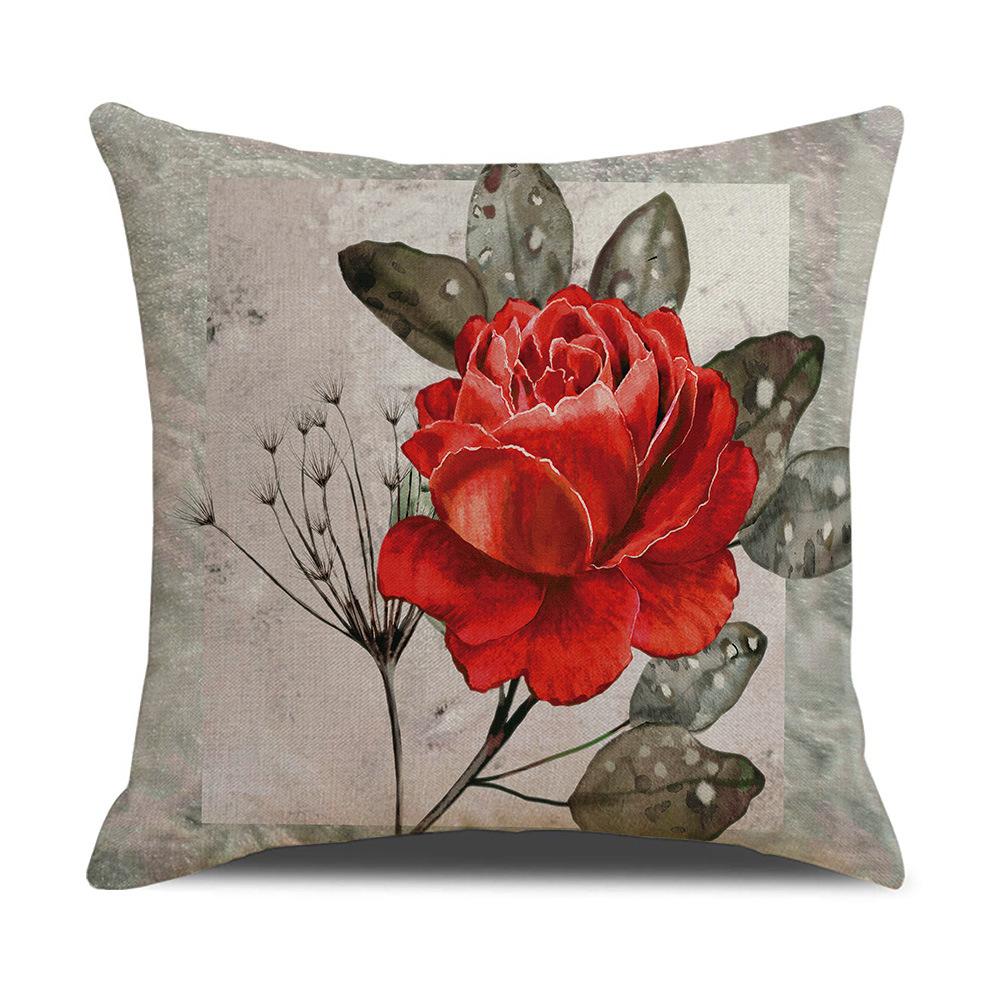 Retro Valentine's Day Flower Square Pillow Case Living Room Sofa Pillow Case Decoration Party Cushion Case