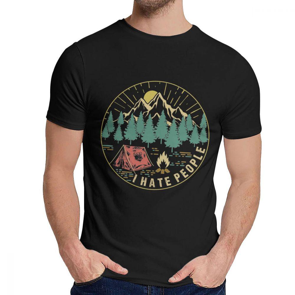 Harajuku Camping Hiking I Hate People Tee Male Awesome Cotton Tee Shirt Crewneck S