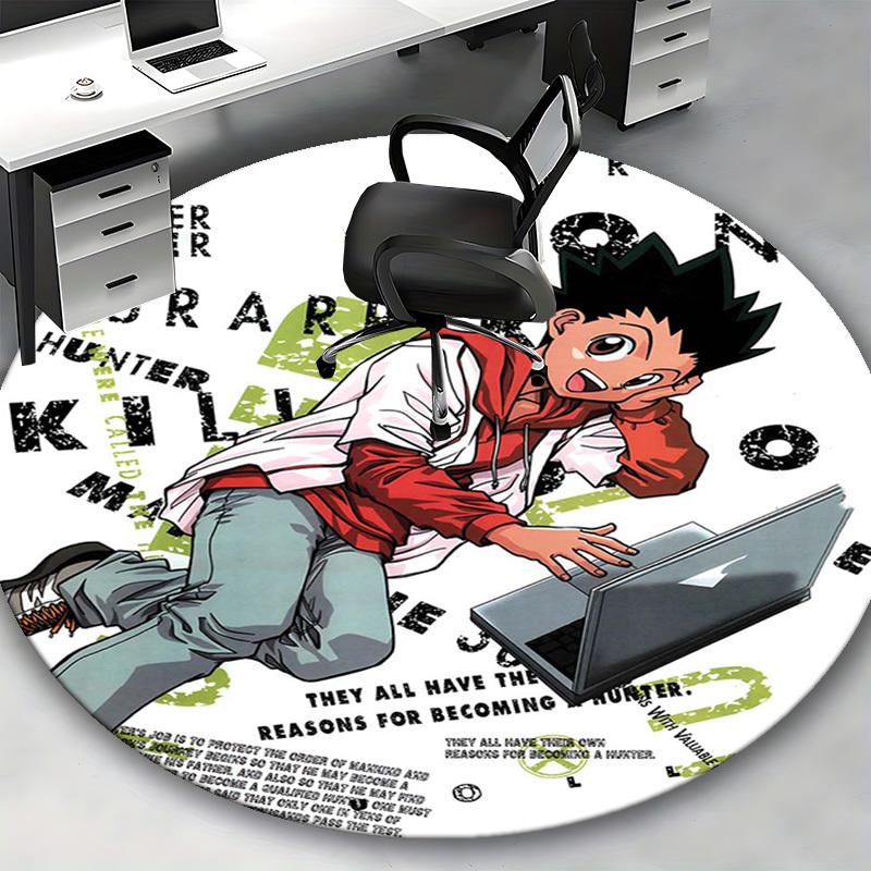 1pc Hunter x Hunter Killua Anime Cartoon Design Round Carpet for Office Chair Mat, NonSlip Rug, Home Decor, Living Room, Bedroom, Game Room