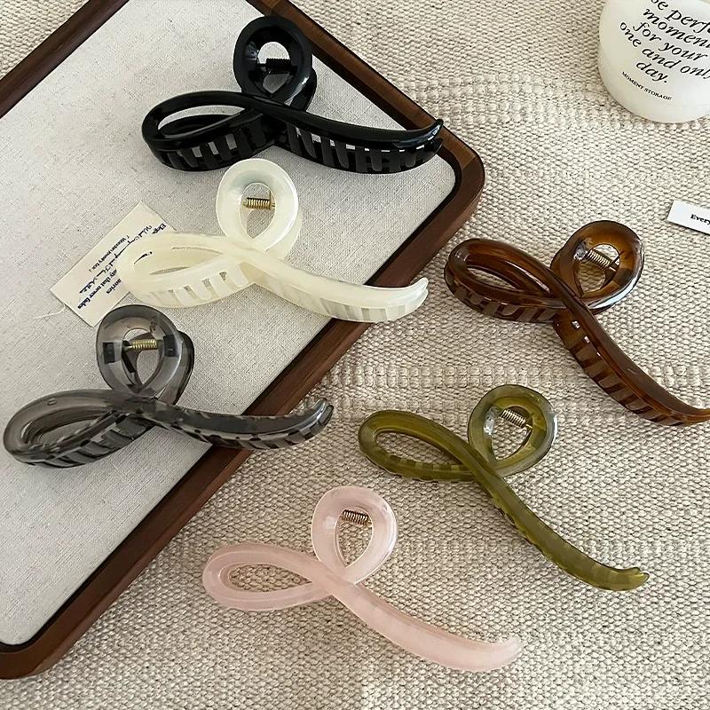 Jelly Colored Bow Grip Clip Sweet Ornament Back of Head Hair Shark Clip Simple Large Hair Clips Hairpin Fashion Hair Accessories
