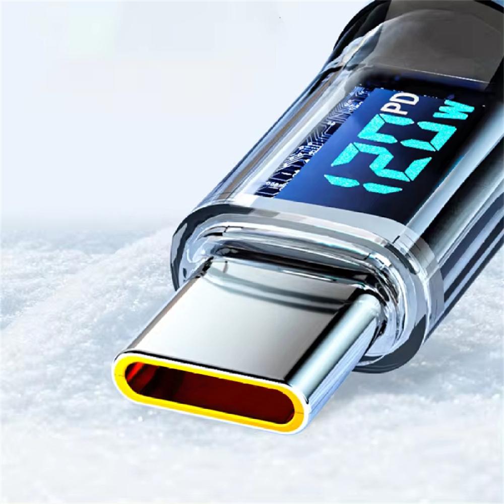 Kabel USB typu C o mocy 120 W, szybki kabel ładujący do telefonu z wyświetlaczem LED Xiaomi Redmi, kabel danych do Samsunga Huawei Honor OPPO 1M 2M