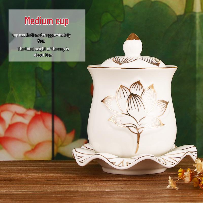 Keramische Opferbecher für Buddha, Guanyin und den Gott des Reichtums - Klein, Perfekt für Weihwasser und zum Anziehen von Reichtum.