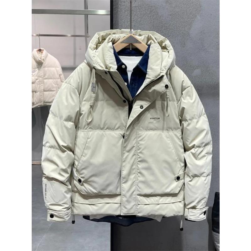 Winter Hooded Down Jacket Men Loose Casual White Duck Down Overalls Thickened Down Jacket Outdoor Ski Warm Puffer Parkas Coat