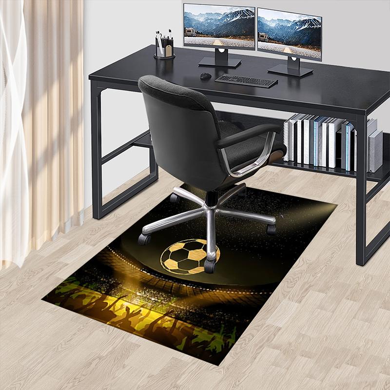 Golden Soccer Ball Chair Mat Office Carpet, Oversized Rug for Home Decor, Sofa Mat, Desk Pad Gift, Suitable for Bedroom, Living Room, Various Rooms
