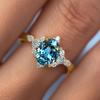 Huitan Noble Fancy Women Ring Gold Color/CopperColor Wedding Engagement Accessories Inlaid Shining Blue CZ Trendy Jewelry Gift
