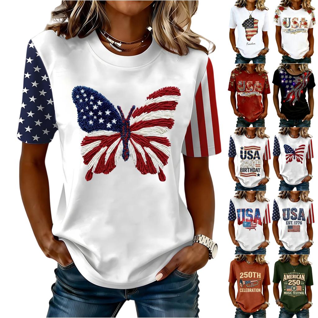 Women's Casual And Fashionable Short-sleeved Printed T-shirt Top