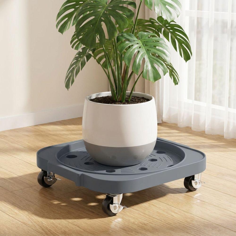 2PCS Heavy Duty Plant Roller Base Grey Movable Tray Durable Rolling Plant Caddy