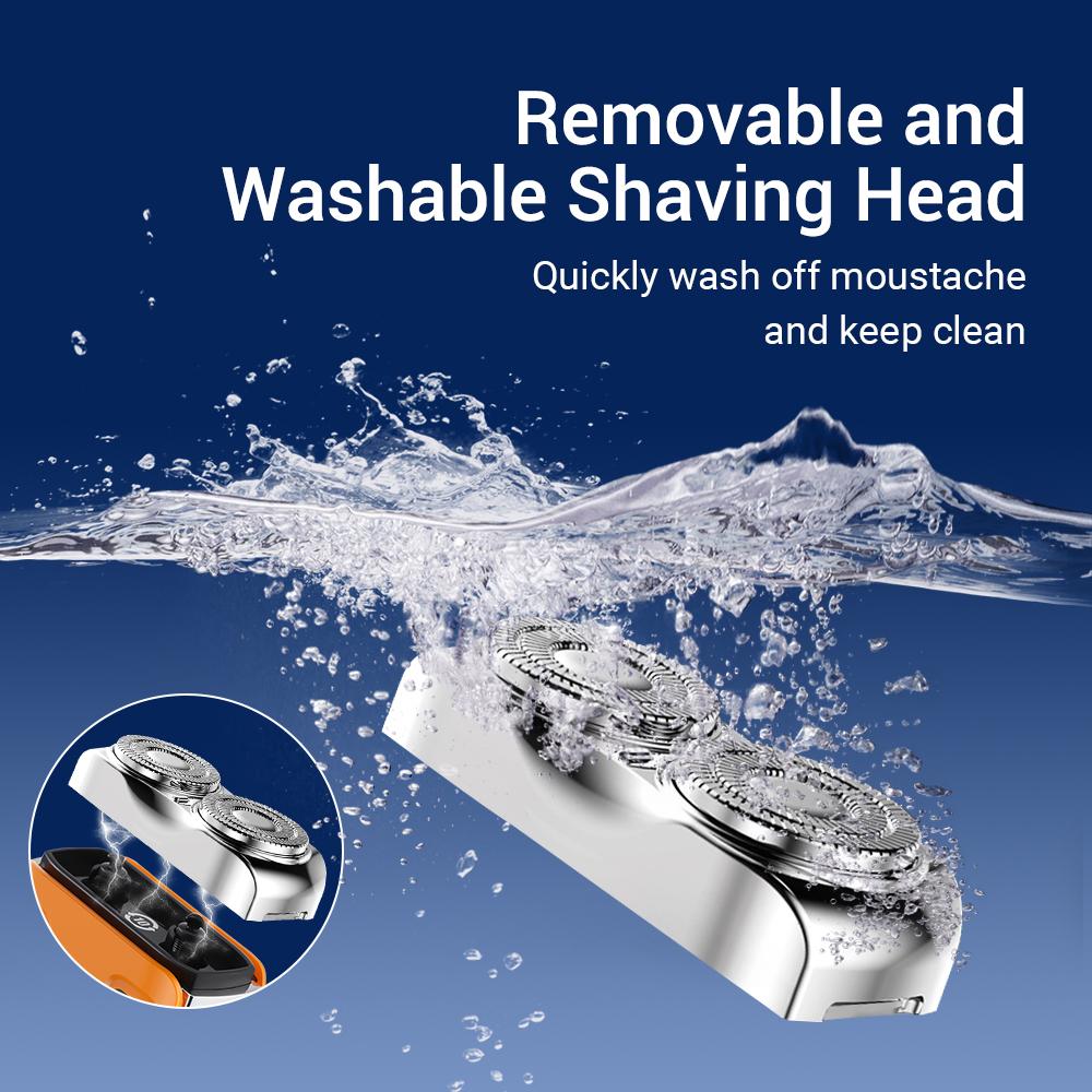 Portable Electric Shaver USB Rechargeable Razor 9000RPM Powerful Dual Blade Men's Beard Trimmer Washable Shaving Head Travel