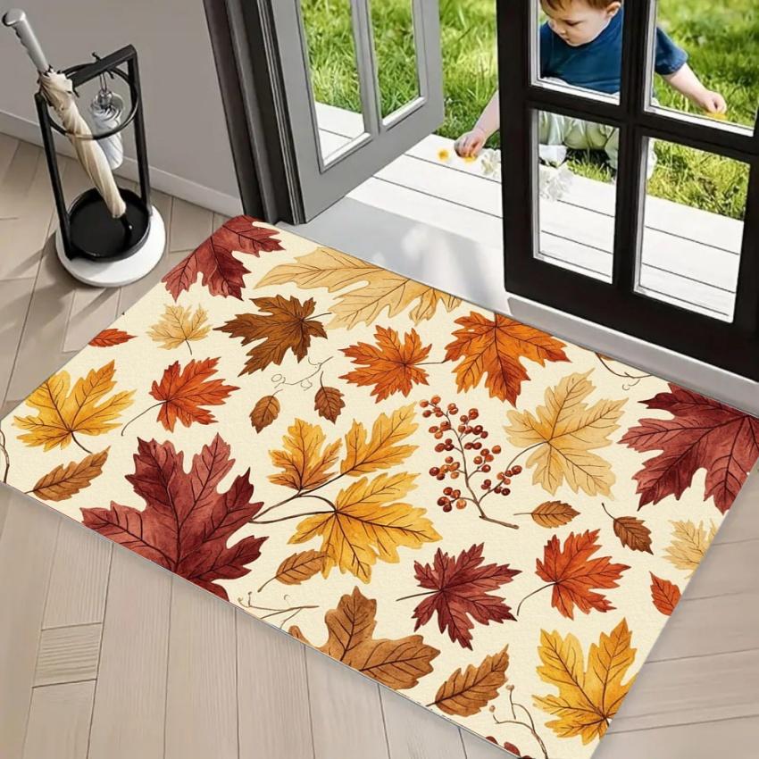 Retro Daisy Heart DOORMAT Area Rug Vintage Pop Art Style with Colorful Flowers Stylish Non-Slip Floor Mat for Entryway Aesthetic