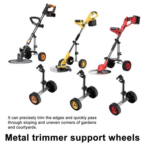 Weed Wacker Auxiliary Wheels Adjustable Height Lawn Mower Attachment Wheels Walk Behind String Trimmer Wheels for Easy Push Weed Trimmer