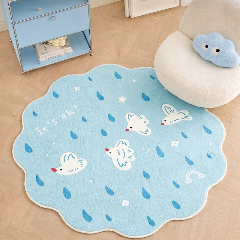 Girl Style Carpets for Living Room Healing Blue Bedroom Decor Carpet Fluffy Soft Irregular Shape Bedside Rug Home Cute Floor Mat