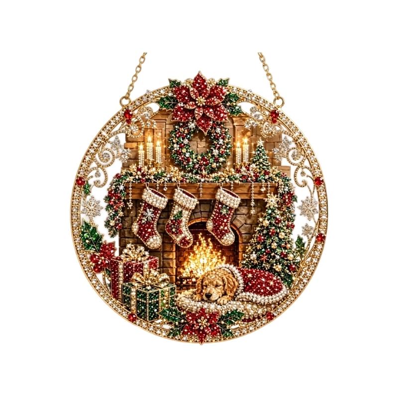 Seasonal Christmas Acrylic Ornament DIY Kits with Drill Art Finish, Top Chain, Selected Style, Tool Set Home Use