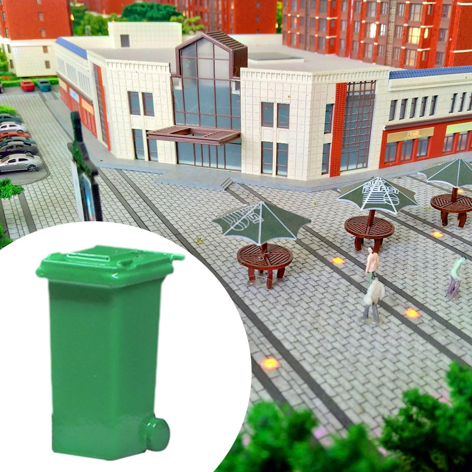 

1/64 Miniature Scenes Collectible Trash Bin for Outdoor Displays зелений