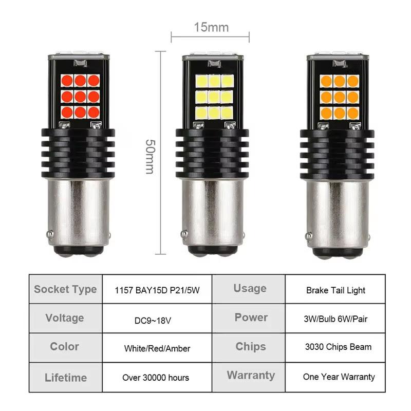 2Pcs Turn Signal Lamp 1156 BAU15S PY21w 1157 BAY15D LED Bulbs 3030SMD CANBUS NO ERROR Car Tail Bulb Backup Brake Light